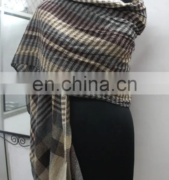 Pashmina Wool Shawls In Check 2016 photo-2