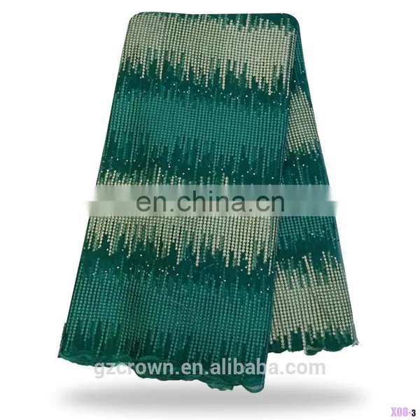 Wholesale Embroidery Water Soluble Chemical Lace African Teal Cupion Guipure Lace Fabric/Guipure Lace With Stone S170307006 photo-5