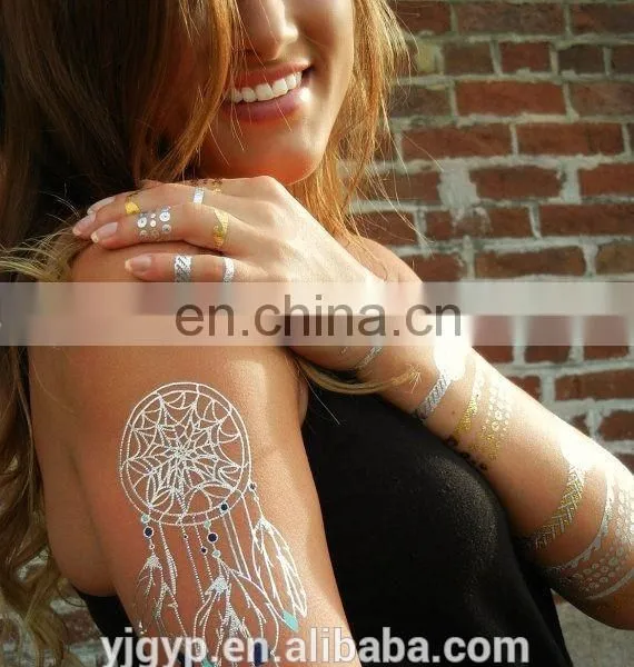 Metallic Gold Temporary Finger Tattoo Sticker photo-4