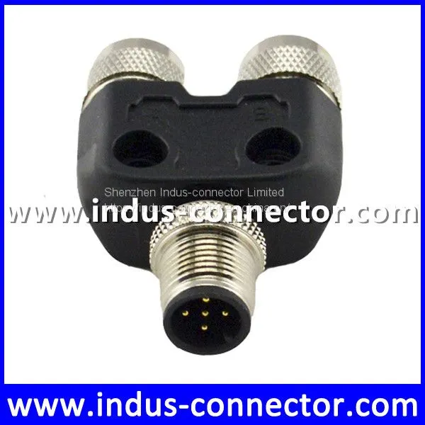2018 Manufacturer Provide M12 d Code 4 Pin Male and Female t Branch Cable Connector photo-2