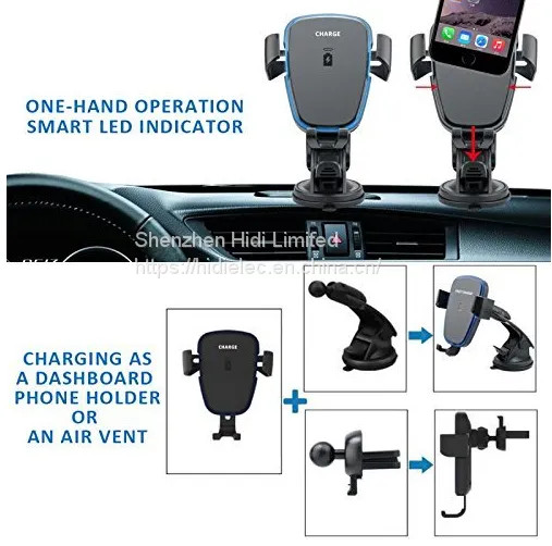 Fast Wireless Car Charger With Phone Holder Mount