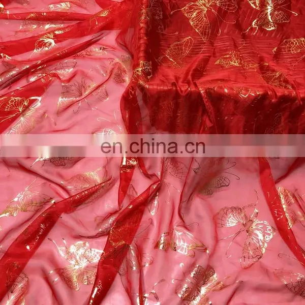High Quality 30D 100% Polyester Bronzed Chiffon Fabric for Saree photo-4