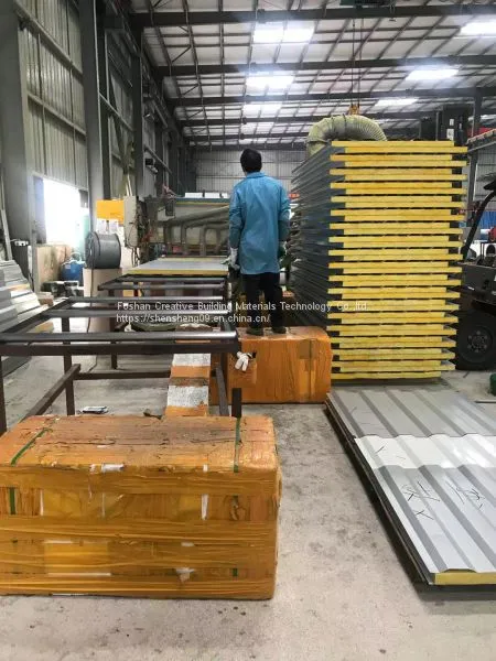 Roof and Wall System Galvanized Metal Sheet Rock Wool Sandwich Panel for Workshop photo-4