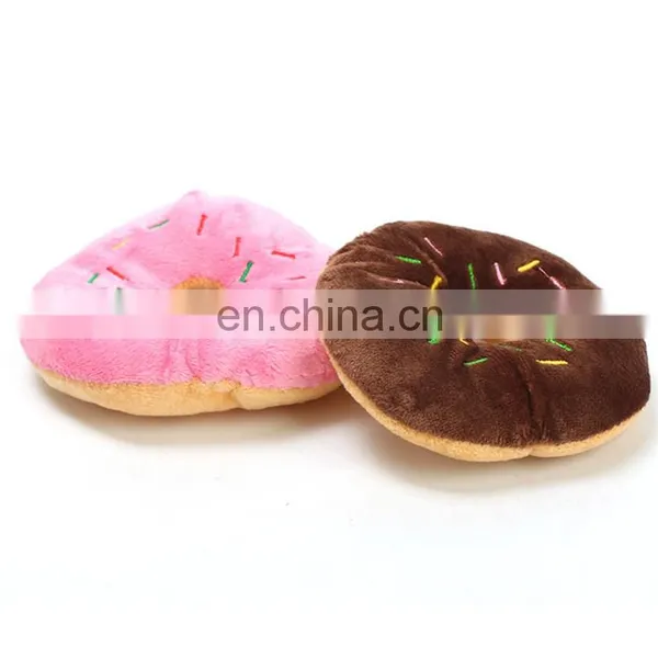 Donut Shaped Pet Toy Plush Stuffed Squeaky Eco Dog Donut Toy photo-4