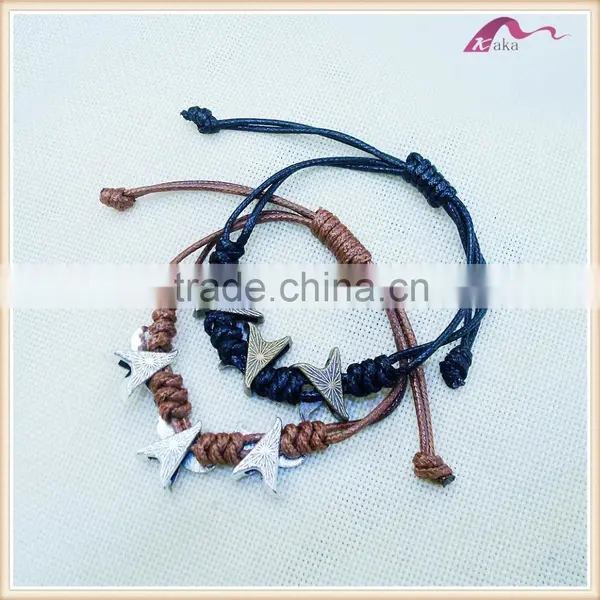 Latest Designs Handmade Starfish Leather Cord Bracelet Charms photo-2