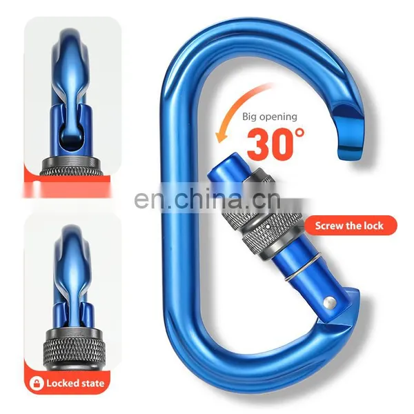 JRSGS Wholesale High Strength 25kN Aluminum Alloy O-Shape Screwgate Snap Hook Carabiner Clip for Climbing S7108B photo-5
