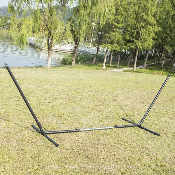 White Powder Coated Heavy Duty Outdoor Hanging Hammock Stands Garden Patio Hammock Chair Portable Household Steel Frame Rattan photo-4
