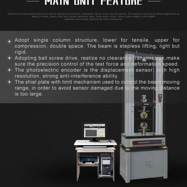 Computer Control Electronic Universal Testing Machine HST WDW-10E 10KN 20KN Single Column Double Space Class 0.5 photo-4