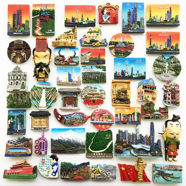 Wholesale Price Personalized Shanghai Beijing Xian Hongkong China Tourist Souvenirs Custom 3D Poly Resin Polyresin Fridge Magnet Factory