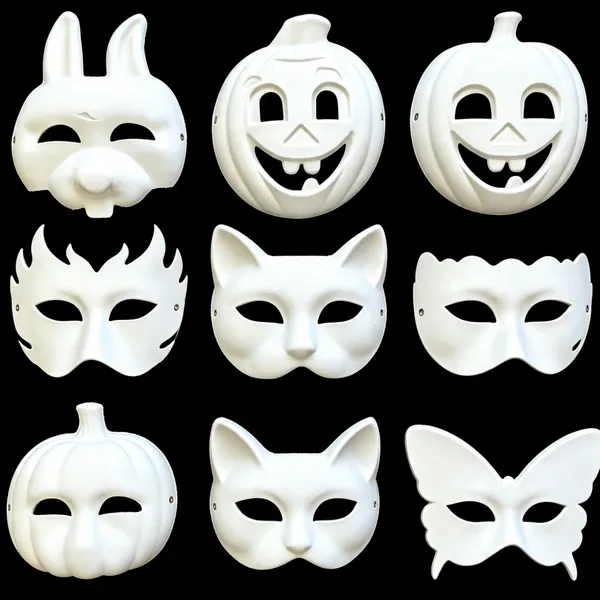 DIY Craft Face Masks Blank White Paintable Children's Paper 100% White Cotton Pulp Customized Mask for Cosplay Hallowen Family Games Party