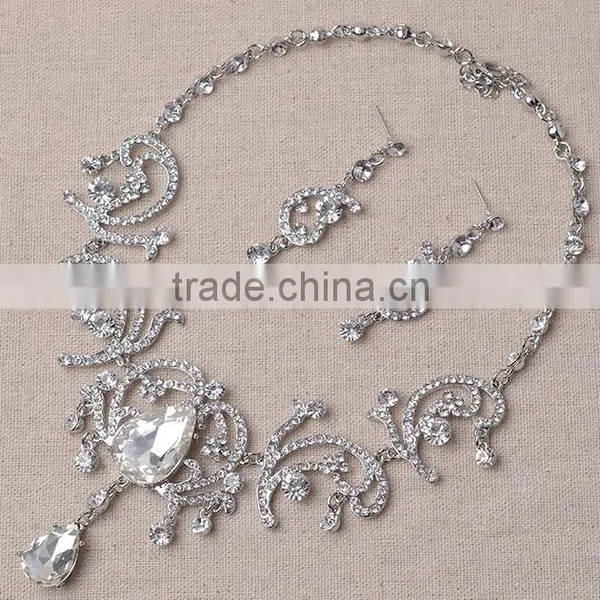 Wedding Photo Decorative Design Crystal Rhinestone Necklace Set photo-3