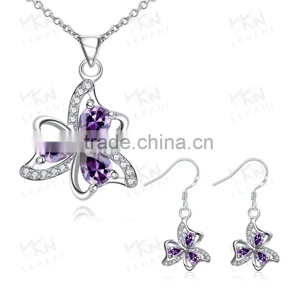 New Jewelry Plated Rhinestone Heart Wedding Necklace Set photo-2