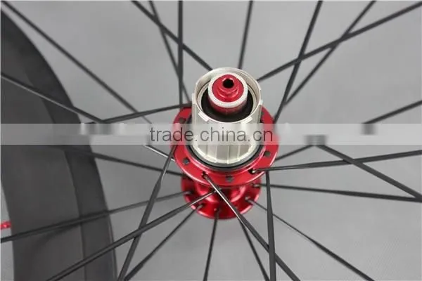 Full Carbon Fiber Road Bike Wheelset Red R13 Hubs Carbon Bike Wheels W56T photo-6