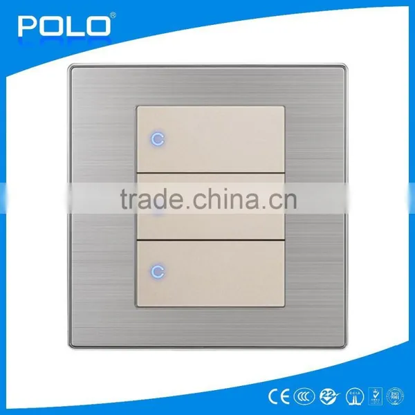 86_X1 mini desk dedicated color stainless brushed 3 gang 2 way switch