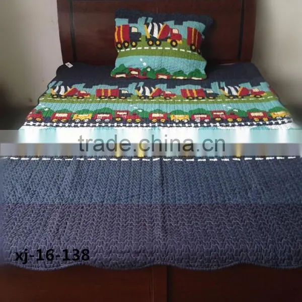 Boys Quilt With Football and Car Print in photo-2