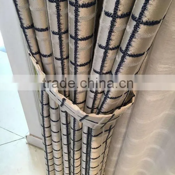 More Modern Grid Jacquard Shading Bedroom Window Sitting Room Drapes photo-6