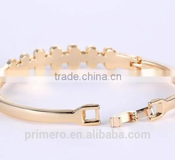 Women's Fashion Alloy Flowers Rhinestone Cuff Bangle Bracelet Jewelry photo-6