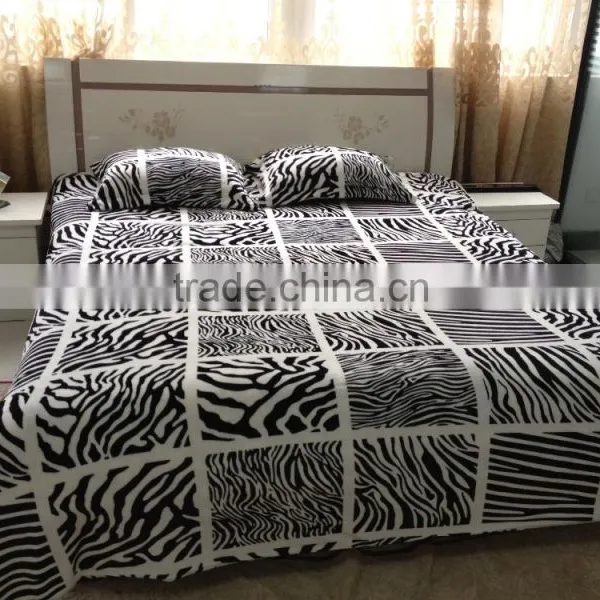 2015 New Design 3 Pcs Set 100% Polyester Flannel Zebra Skin Printed Pattern photo-3