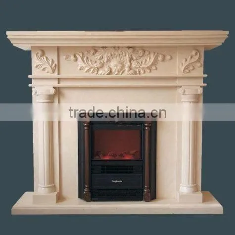 French Style Cheao Beige Marble Indoor Used Fireplace Mantel