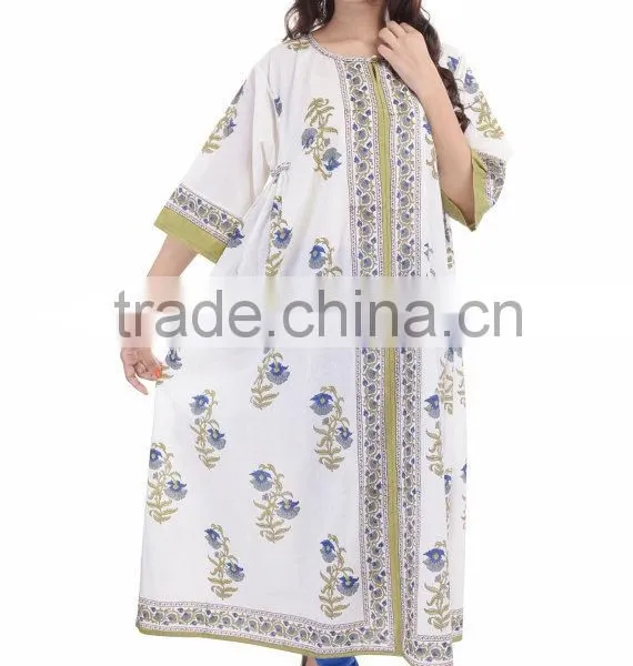 Stylish Women Cotton Long Dress Indian Bhopali Women Long Hippie Loose Dress Sexy Wear Girls Kimono Style Dress