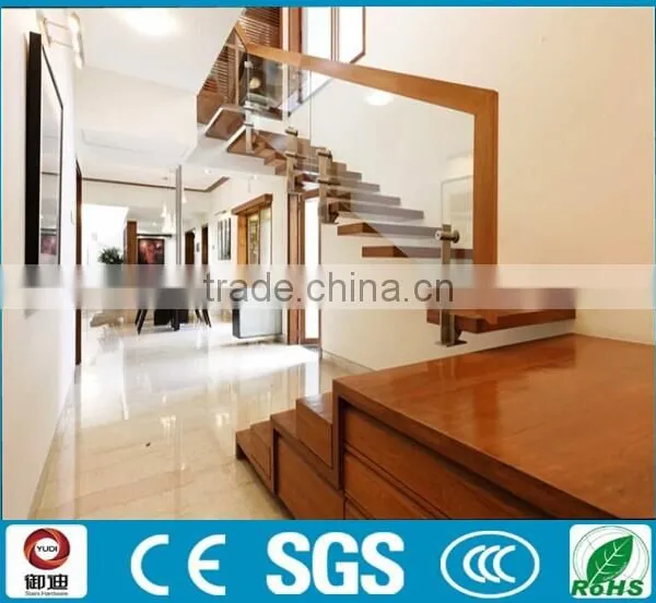 Hidden Stringer Wooden Floating Stairs/staircase Made in China--YUDI photo-4