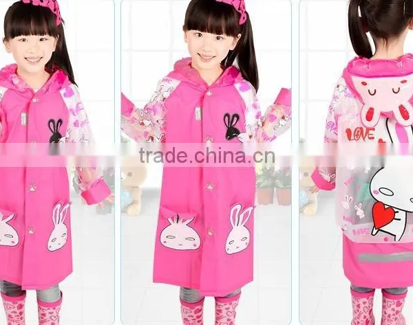 Children Cute Cartoon Animal Print Foldable Raincoat With Backpack Place photo-2