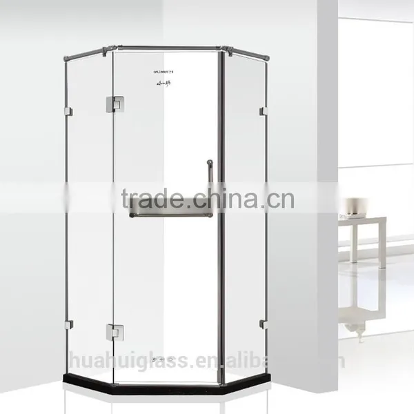 Neo-angled Diamond Shaped Tempered Glass Hinge Shower Enclosure