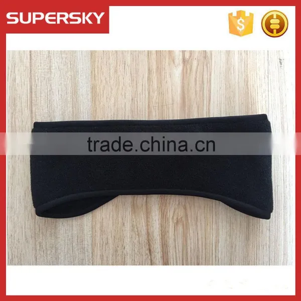 C1287 Custom Black Polar Fleece Hook and Loop Sports Headband Outdoor Activitity Ear Warmer for Men
