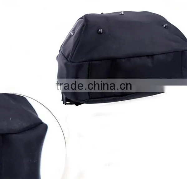 Custom Fashionable Black Canvas Tote and Shoulders Girls Backpack Bag photo-5