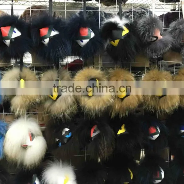 Hot Fashion Raccoon Fur Accessories Monster Fur Keychain Leather Keychain Fur Pompoms photo-6