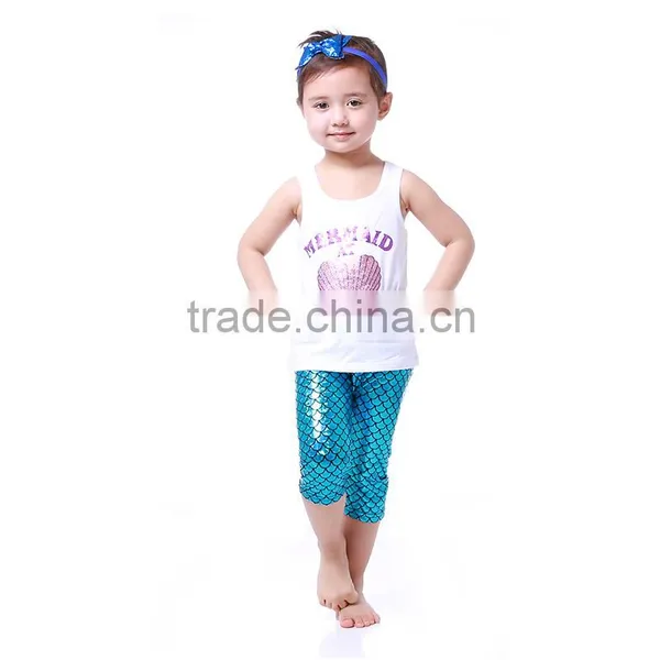 Children Clothes 2016 Summer Girls Boutique Clothing Sexygirl Mermaid Dress With Scale Shorts photo-3