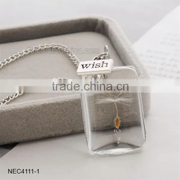 Oval Shape Glass Pendant Necklace Dandelion Wish Necklace photo-4