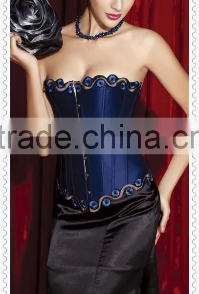 Fashion Hot Sell Satin Waist Training Corset With Fine Embroidery photo-2
