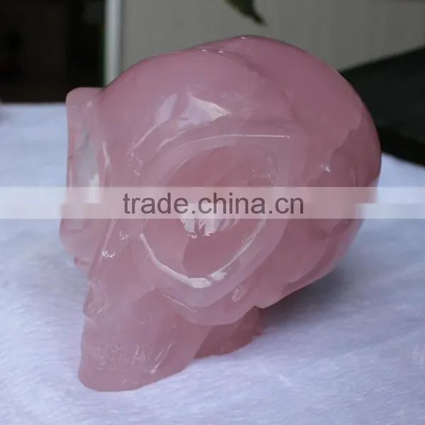 New Arrived Rose Quartz Skull Vivid Alien Crystal Skull for Halloween Gift photo-3