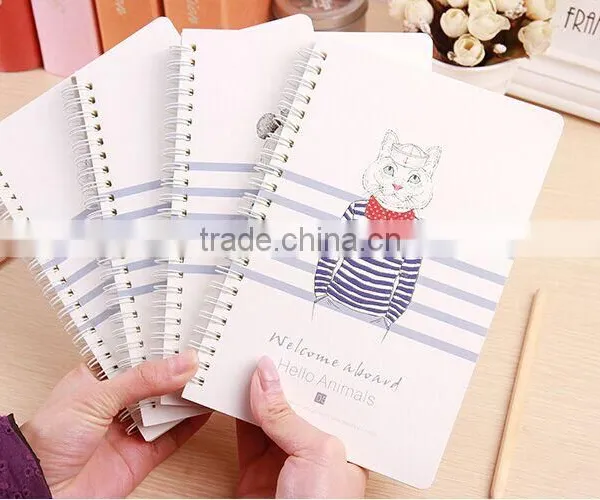 Cute Animal School Diary Notebook Paper Spiral Notepad Stationery Office Supplies 2016