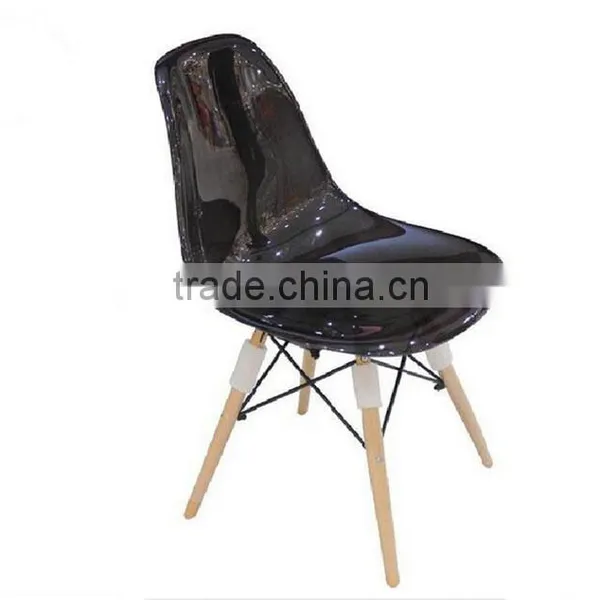 Wood Leg Acrylic Designer Dining Chair Replica photo-3