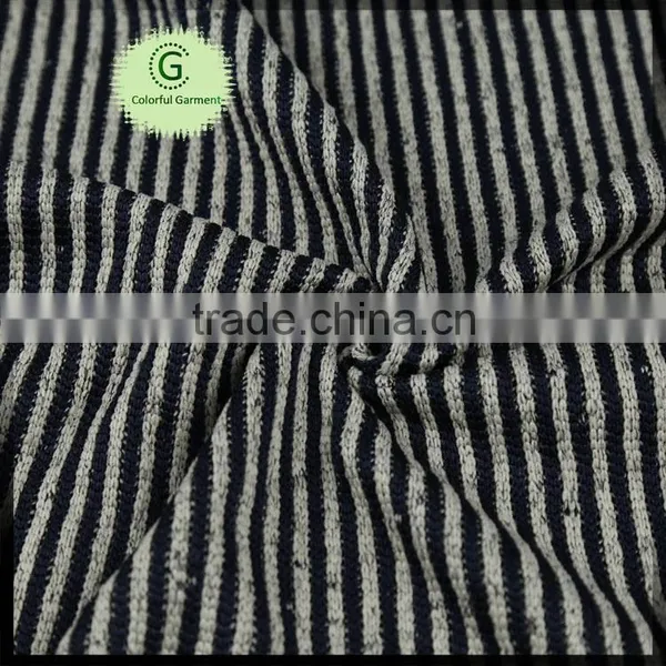 Nice Black White Stripe 100 Polyester CD Jacquard Hacci Coarser Sweater Fabric From China photo-2