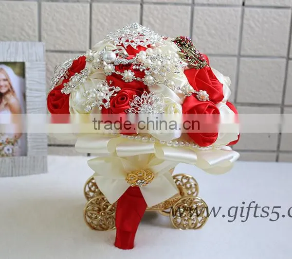 Gorgeous Red Wedding Bouquet Crystal Bouquet Jewelry photo-2