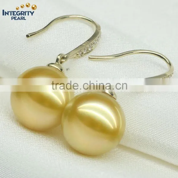 Perfect Round Good Shape 10-11 Round Gold Jewel Women Natural Pearl Earring Findings photo-2