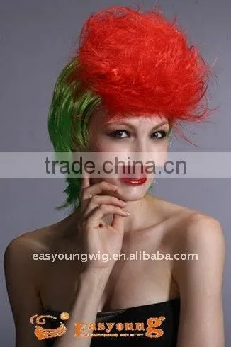 Crazy Halloween Wig, Cheap Green Color Hair Party Wig,rainbow Wig, Clown Wig photo-3