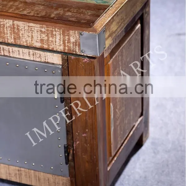 Antique Recycled Wood 2 Door TV Cabinet photo-2