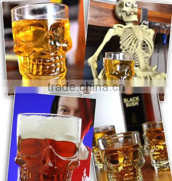 High Clear Skull Glass Mug Skull Beer Stein photo-2