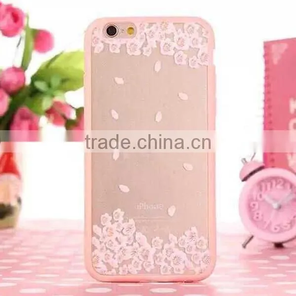 TPU + Acrylic Transparent Pink Cartoon Cute Phone Case for IPhone 6 photo-2
