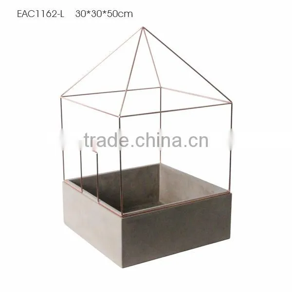 Square Concrete Hanging House Like Flower Pot Succulent Pot photo-3
