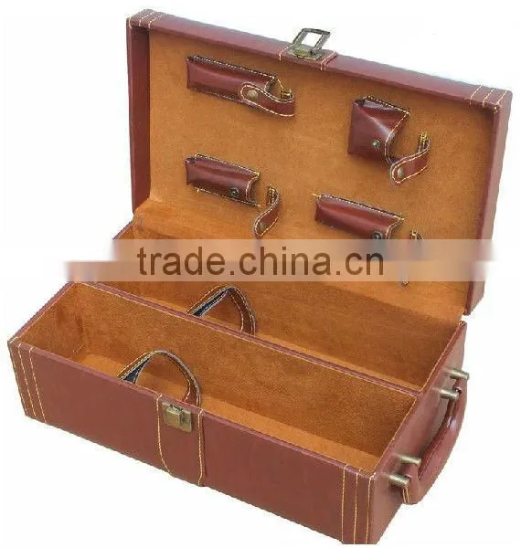 Wooden Leather Wine Box Wine Rack