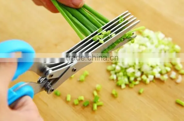 FDA Ceritfication Stainless Steel Chopped Green Onion 5 Blade Scissors photo-2