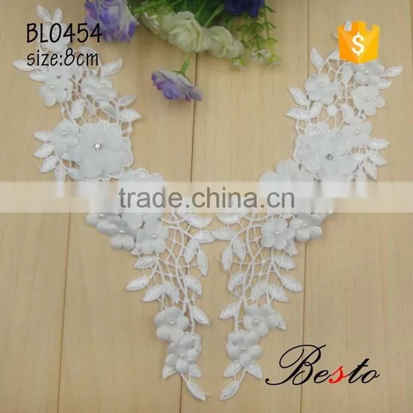 Fashion Elagant White Rhinestone Lace Cotton Applique for Wedding Dresses photo-2