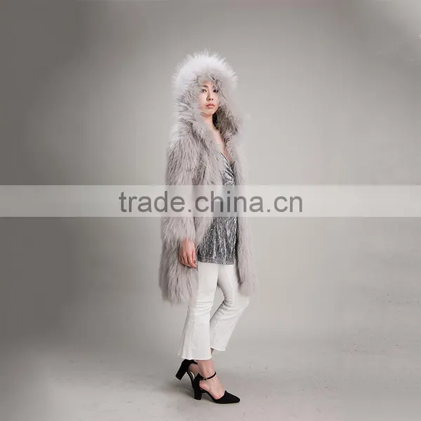 Myfur Light Gray Beauty Women Real Raccoon Fur Jacket Plus Size photo-5