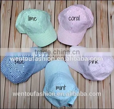 Hot Sale Personalised Fashionable Seersucker Baseball Cap photo-5
