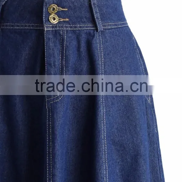 100%Cotton Belt Loops Waist Sexy Jean Skirt Women A-line Denim Skirt 2016 photo-4